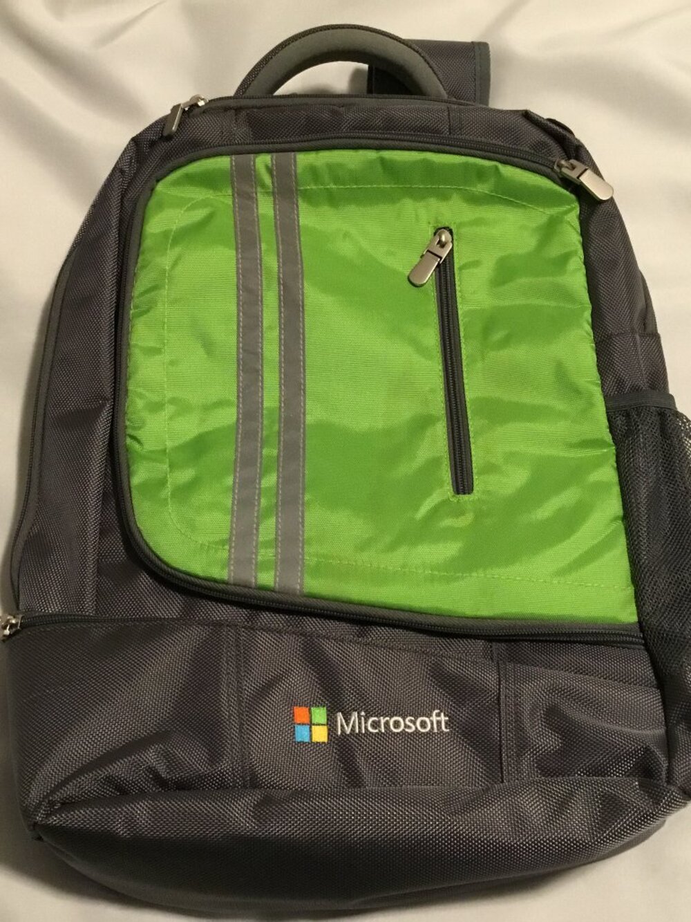 Microsoft Padded Laptop Backpack Strap Multiple Pockets Zip Lime Green EUC